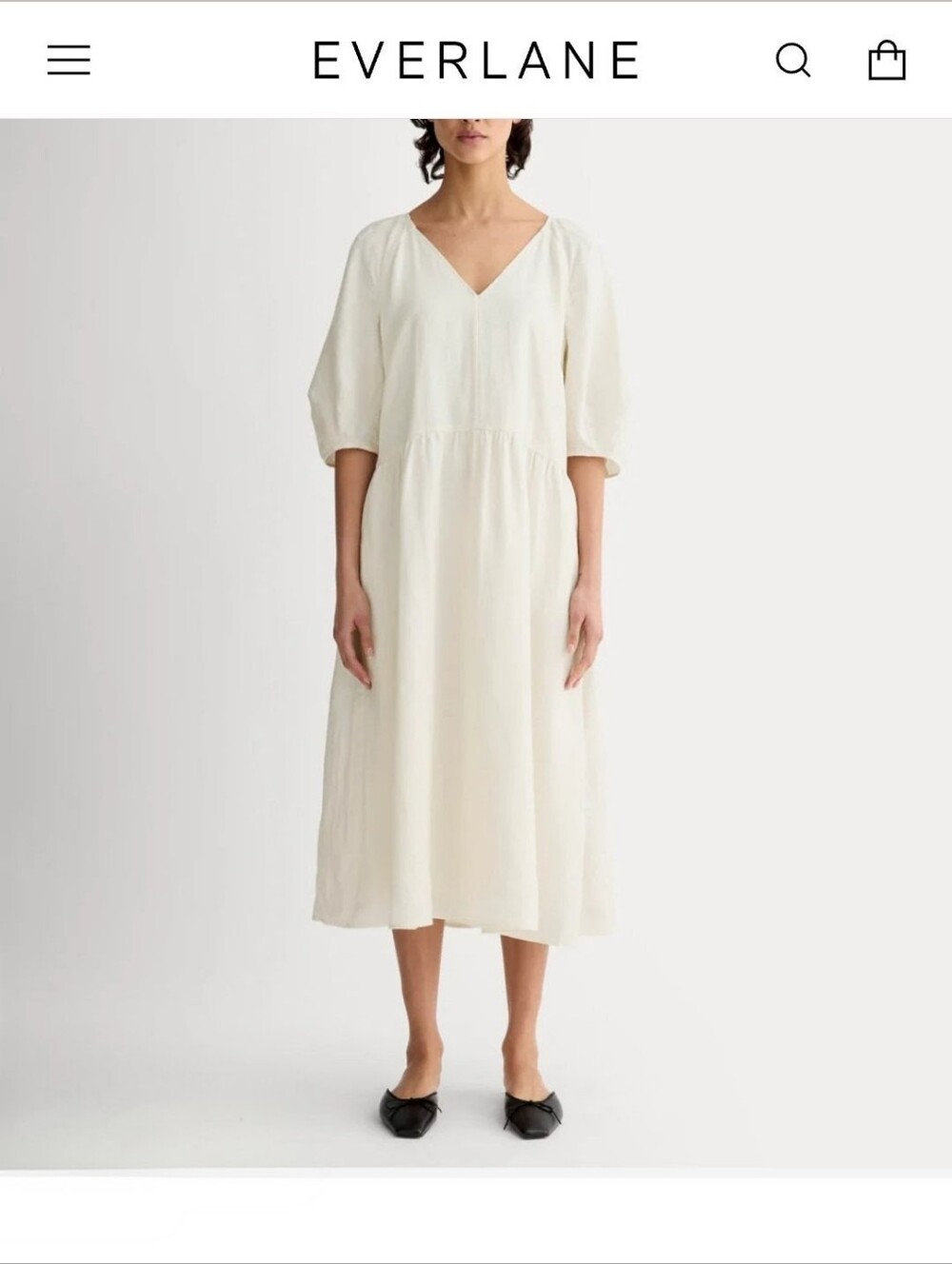 NWT Everlane The Linen Oversized Puff-Sleeve Dress XS